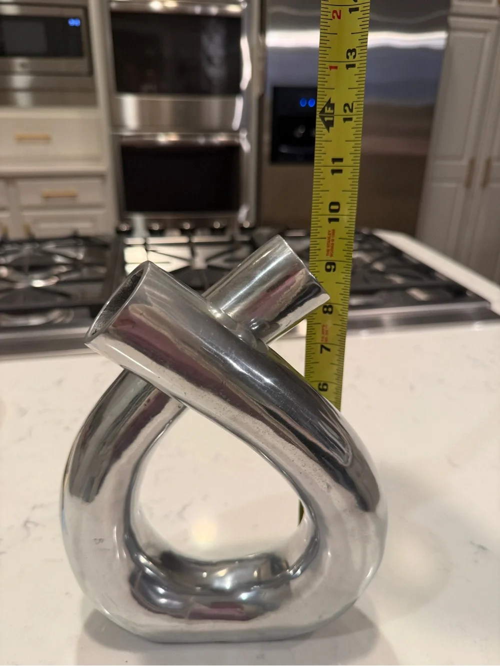 Chiasso Exclusive Sculptural Aluminum Vase Modernist Loop Silver Decor